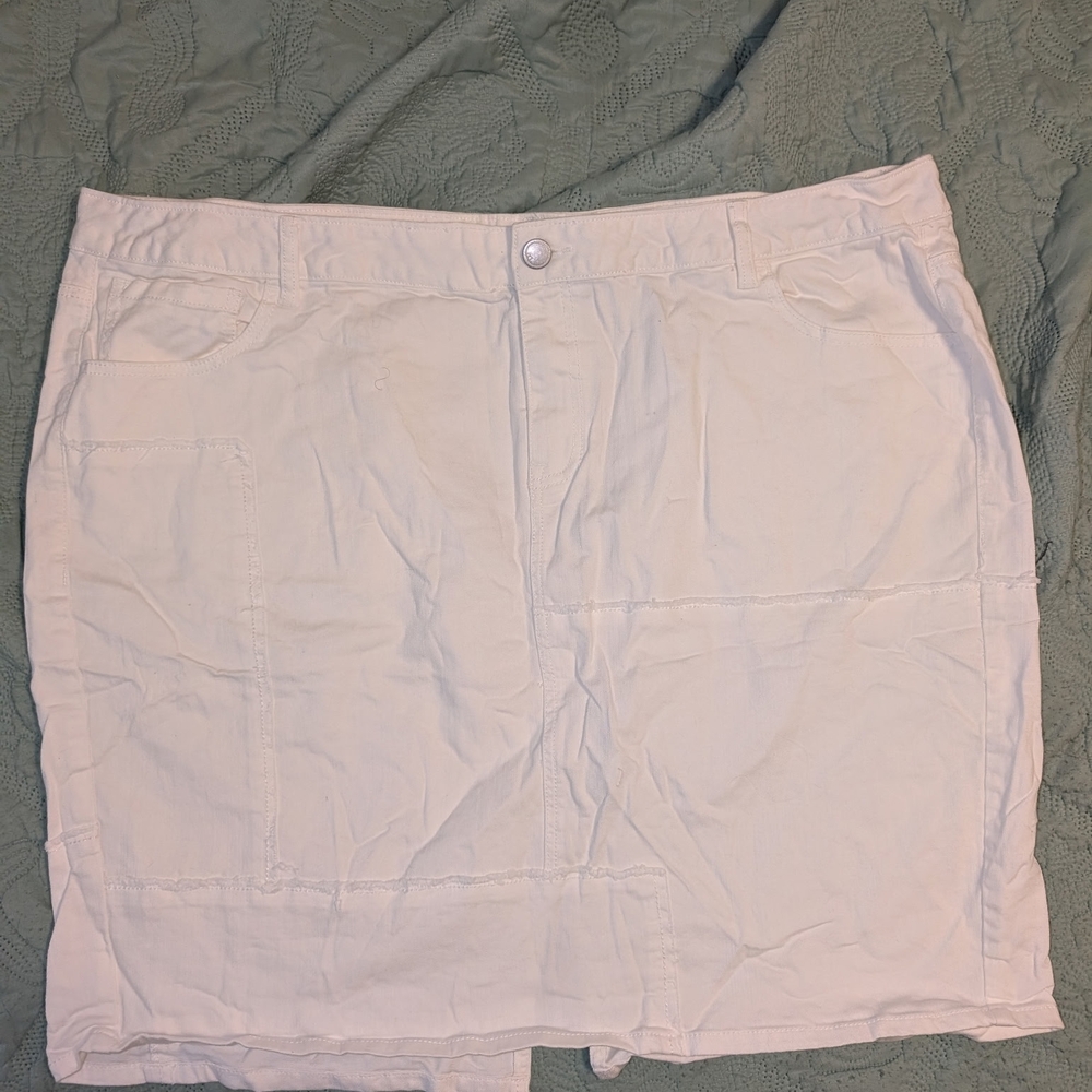 Lane Bryant White Patchwork Denim Skirt